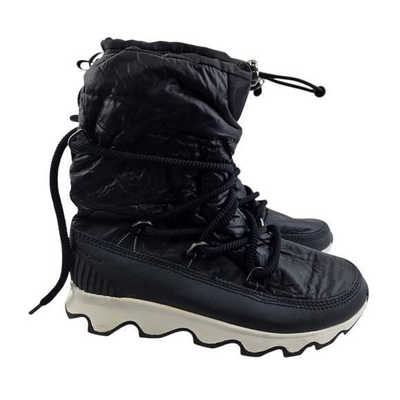 Sorel Kinetic Snow Boots Womens 9 Black White Lace Up Comfort Winter Gorpcore - Picture 2 of 13